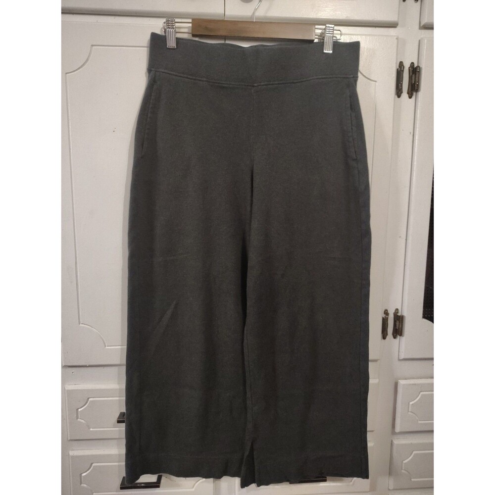 Pact pants Womens Medium Gray Organic Cotton Wide Leg Crop Pull On Lounge